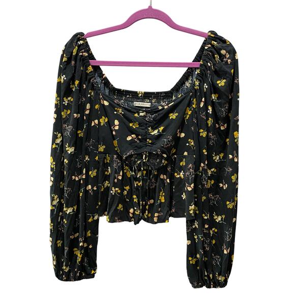 Urban Outfitters Long Sleeve Boho Cropped Top Size Large - Picture 1 of 9